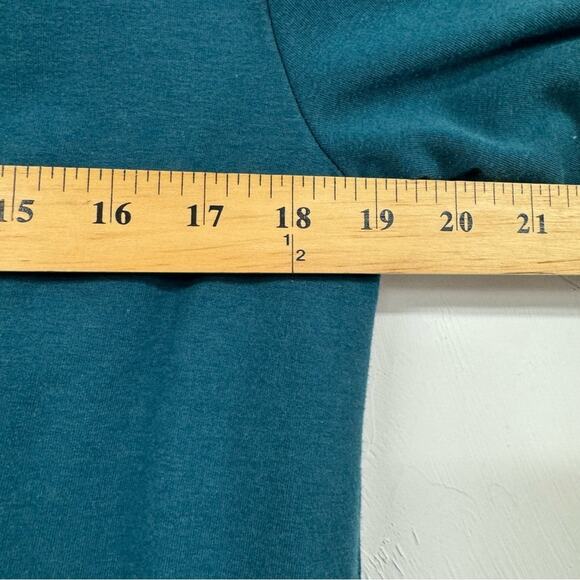 Soft Surroundings Teal Blue Snap Henley Tunic Top Long Sleeve Sweater Womens M - Picture 10 of 12
